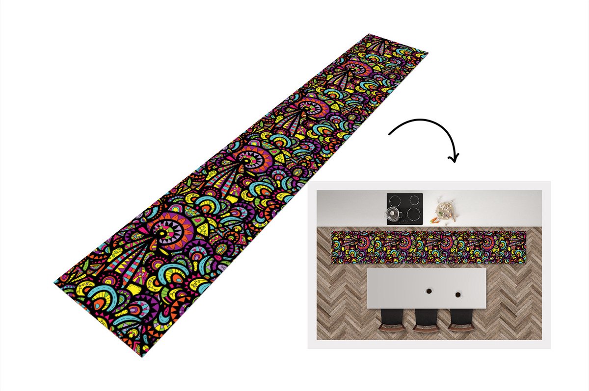 KitchenYeah Keukenloper - Loper keuken - Design - Mandala - Regenboog - Keukenloper vinyl multicolor, foto 5