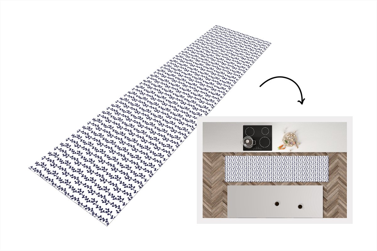 KitchenYeah Keukenloper - Loper keuken - Patronen - Zee - Planten - 240x60 cm - Keukenloper vinyl Multicolor