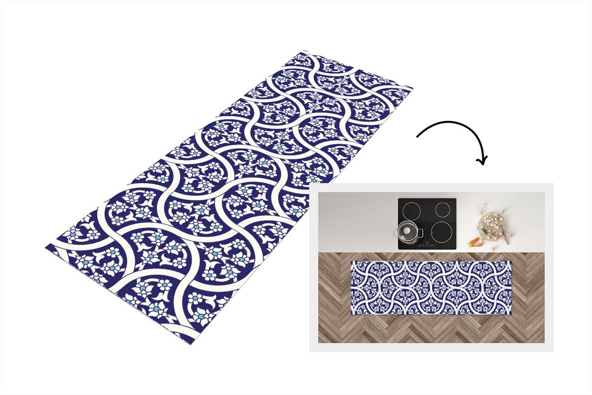 KitchenYeah Keukenloper - Loper keuken - Bloemen - Patronen - Azië - 150x50 cm - Keukenloper vinyl Multicolor