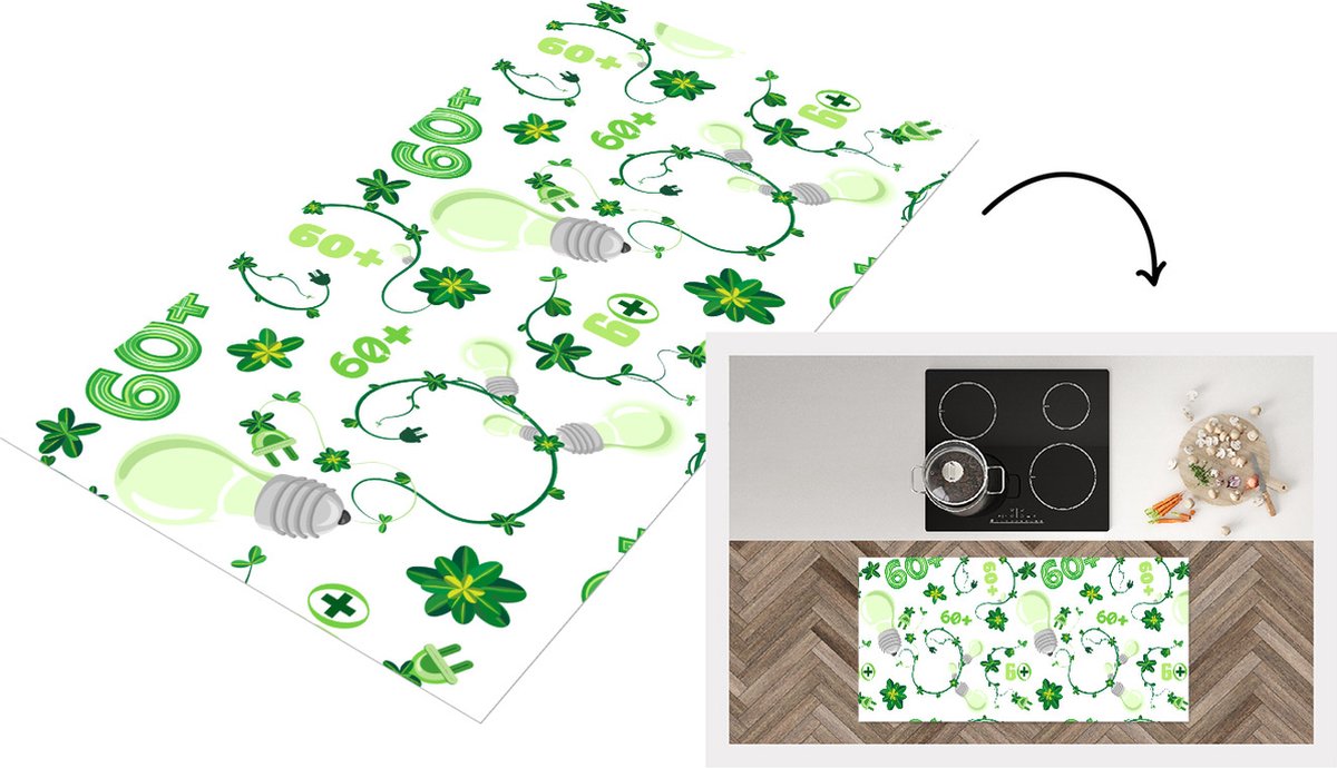KitchenYeah Keukenloper - Loper keuken - Lampen - Planten - Patronen - 120x60 cm - Keukenloper vinyl Multicolor