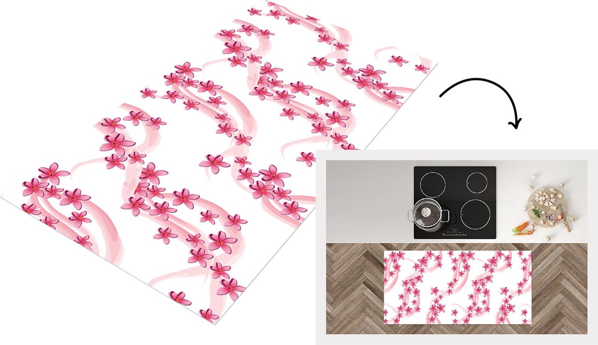 KitchenYeah Keukenloper - Loper keuken - Patronen - Sakura - Zen - Yoga - 120x60 cm - Keukenloper vinyl Multicolor