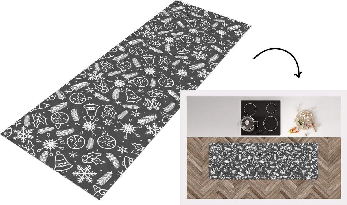 KitchenYeah Keukenloper - Loper keuken - Patronen - Kerstmis - Decoratie - 180x60 cm - Keukenloper vinyl Multicolor