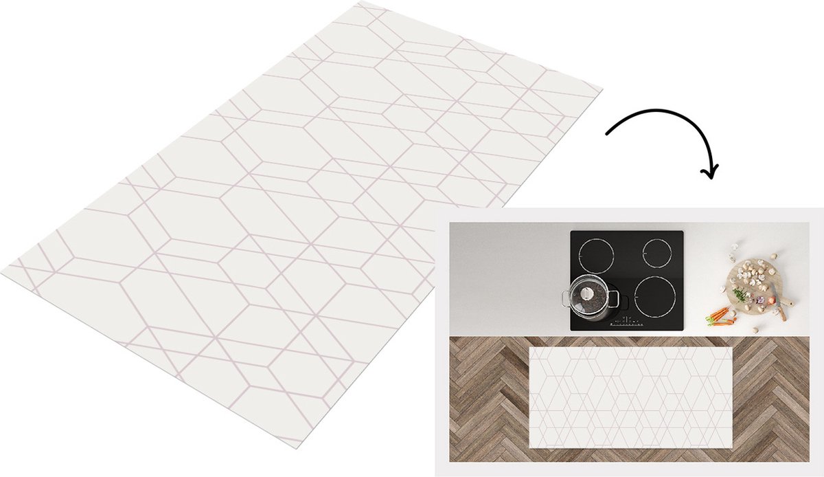 KitchenYeah Keukenloper - Loper keuken - Mozaïek - Design - Geometrie - 120x60 cm - Keukenloper vinyl Multicolor