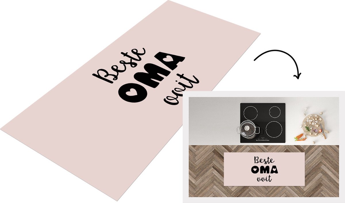 KitchenYeah Keukenloper - Loper keuken - Spreuken - Beste oma ooit - Quotes - Oma - 120x50 cm - Keukenloper vinyl Multicolor