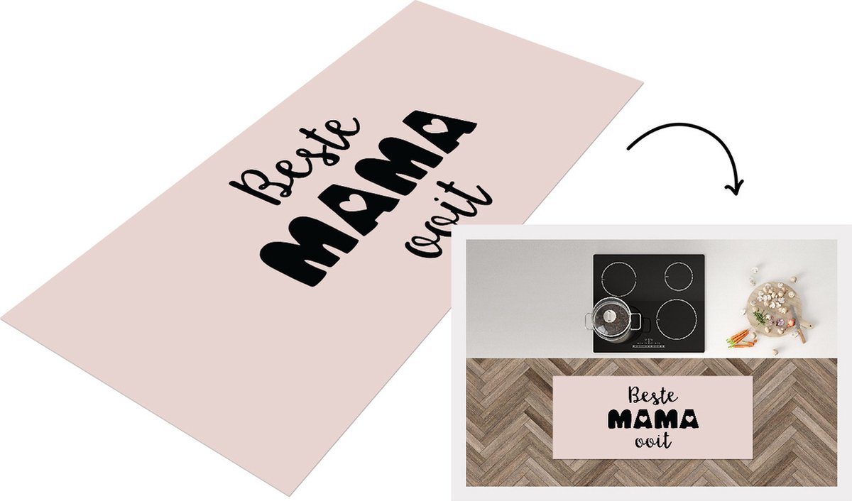 KitchenYeah Keukenloper - Loper keuken - Spreuken - Quotes Beste Mama Ooit - Moederdag - Cadeau - 120x50 cm - Keukenloper vinyl Multicolor