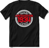 1934 Limited Edition | Feest Kado T-Shirt Heren - Dames | Wit - Rood | Perfect Verjaardag Cadeau Shirt | Grappige Spreuken - Zinnen - Teksten | Maat XXL