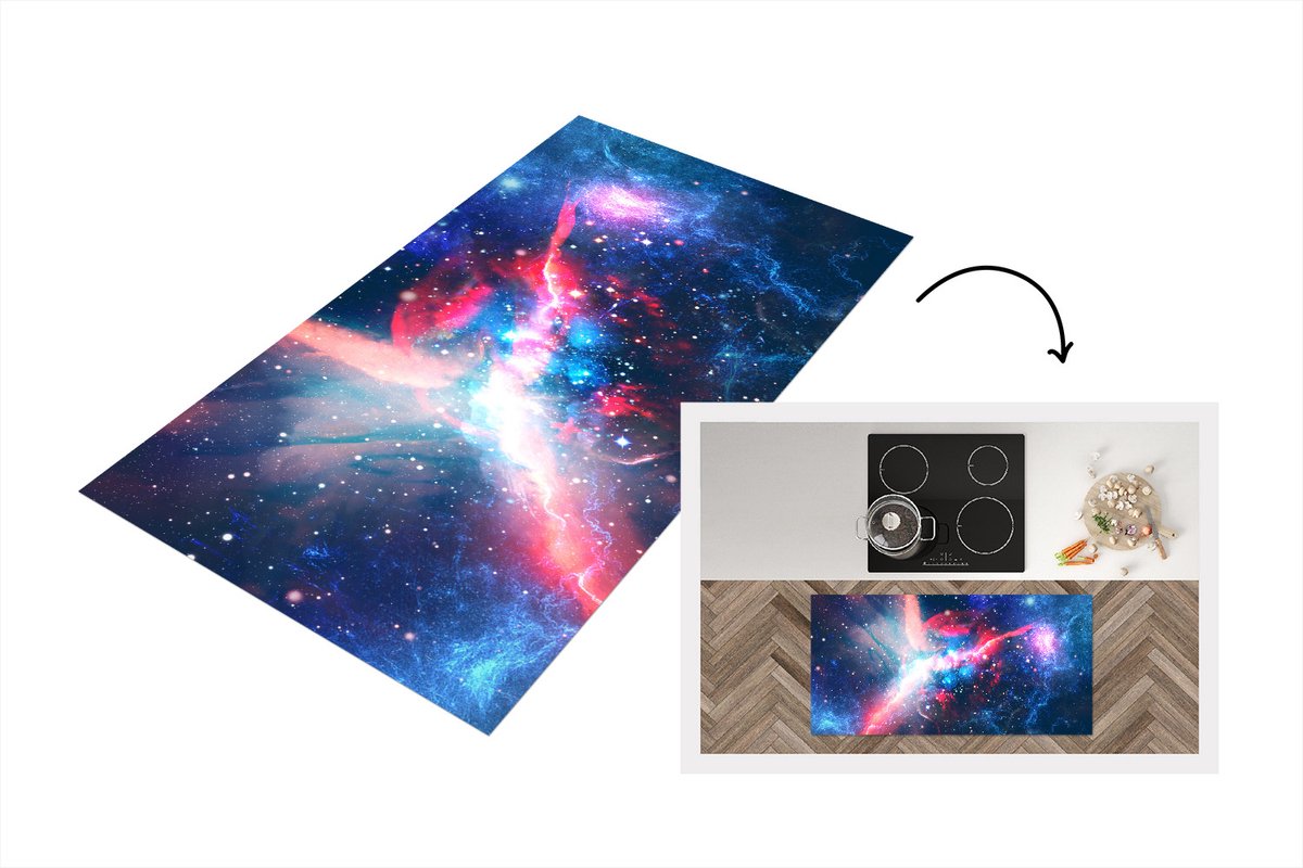 KitchenYeah Keukenloper - Loper keuken - Licht - Ruimte - Sterren - 120x60 cm - Keukenloper vinyl Multicolor