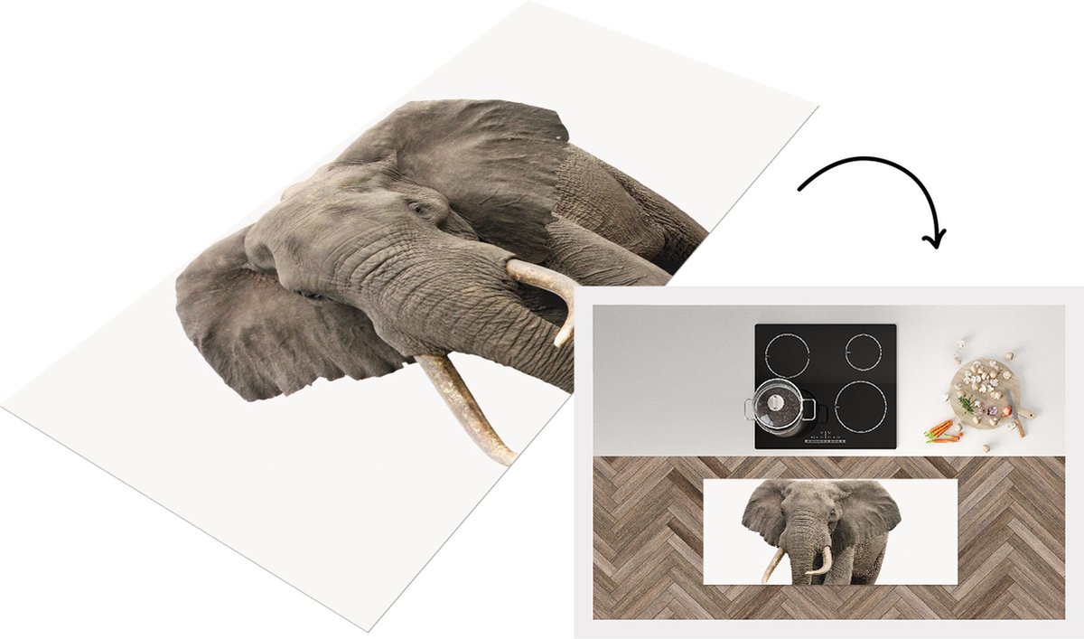 KitchenYeah Keukenloper - Loper keuken - Olifant - Wanddecoratie - Woonkamer - Slaapkamer - 120x50 cm - Keukenloper vinyl Multicolor