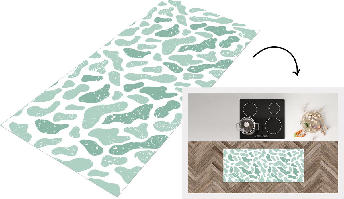 KitchenYeah Keukenloper - Loper keuken - Abstract - Verf - Patroon - Grijs - Dierenprint - 120x50 cm - Keukenloper vinyl Multicolor