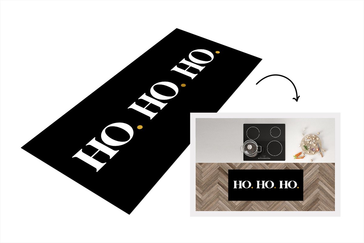 KitchenYeah Keukenloper - Loper keuken - Ho ho ho - Kerstmis - Kerstman - Quotes - Spreuken - 120x50 cm - Keukenloper vinyl Multicolor