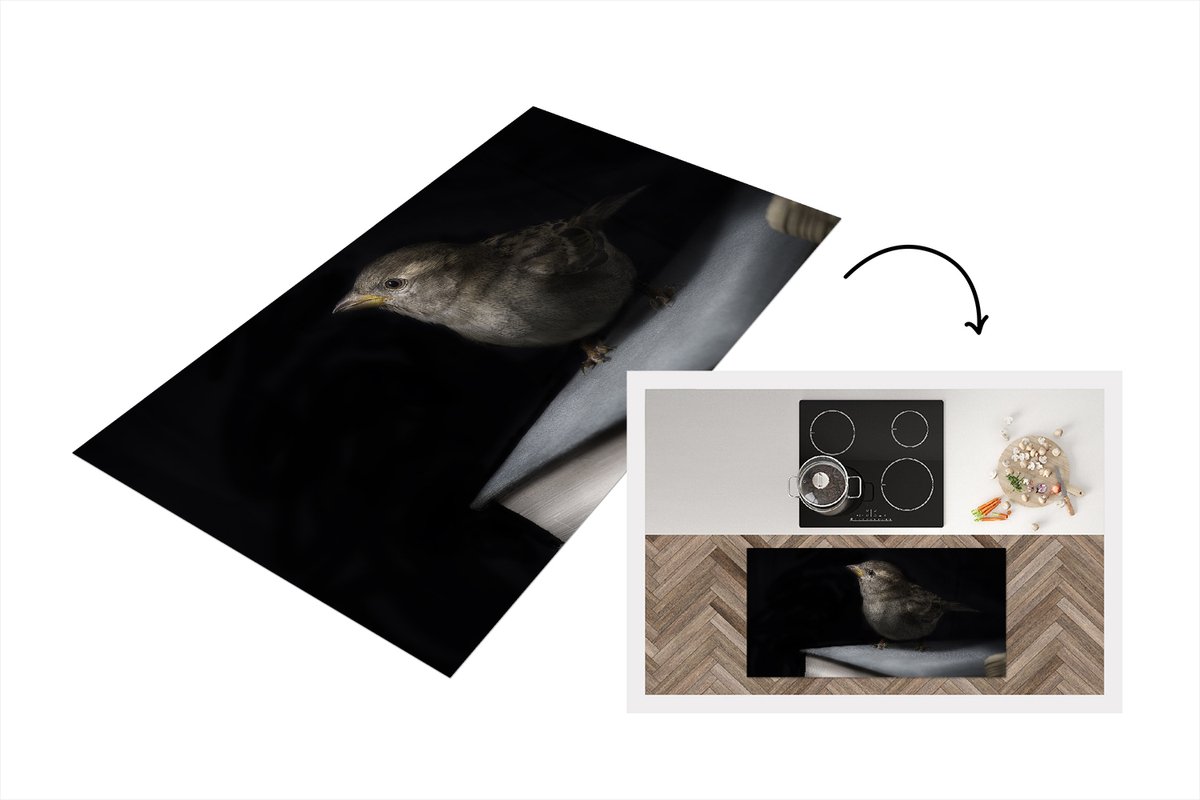 KitchenYeah Keukenloper - Loper keuken - Vogel - Boeken - Portret - 120x60 cm - Keukenloper vinyl Multicolor