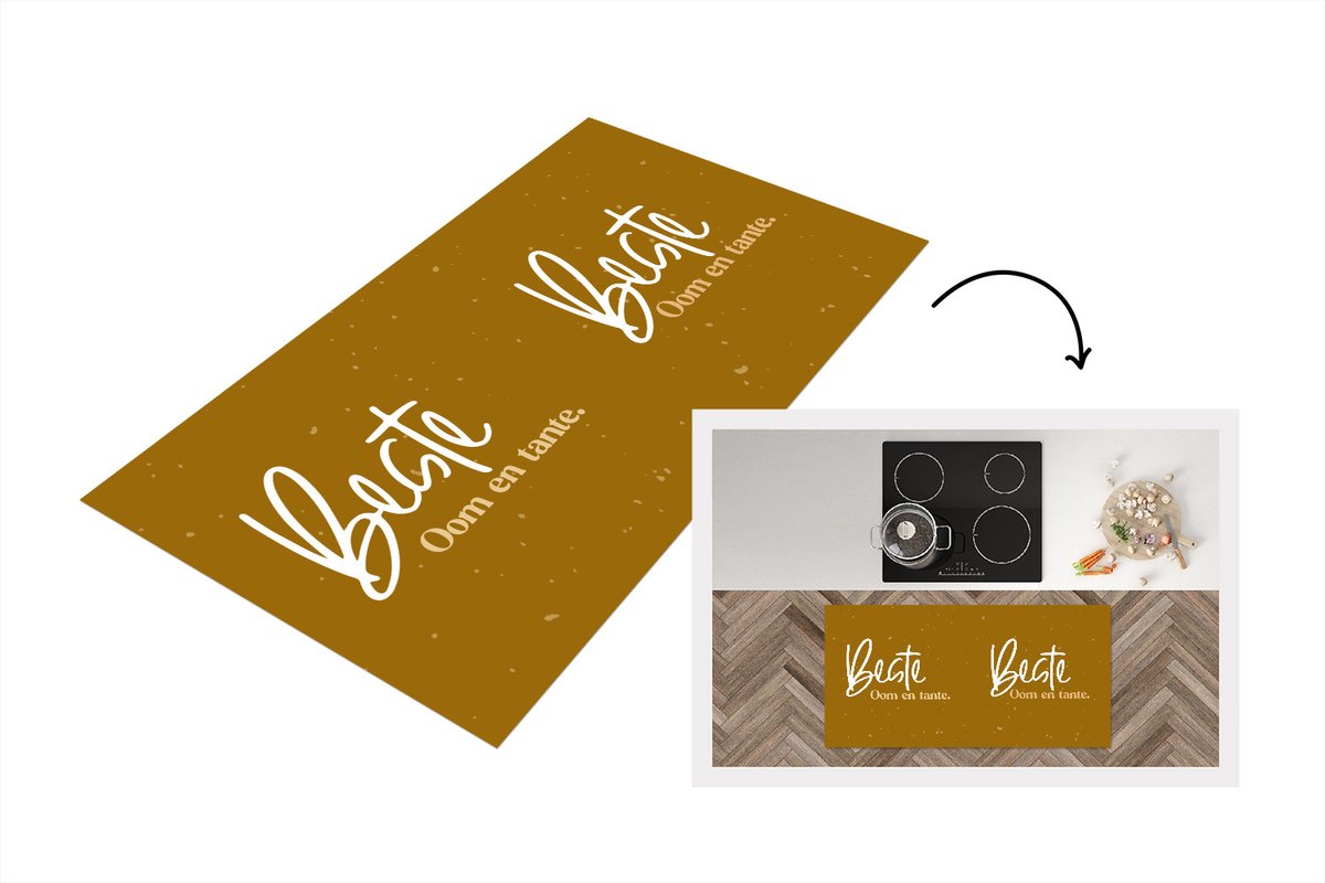 KitchenYeah Keukenloper - Loper keuken - Quotes - Goud - 'Beste oom en tante' - Spreuken - 120x60 cm - Keukenloper vinyl Multicolor
