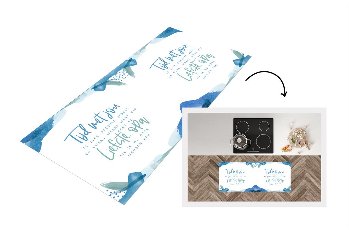 KitchenYeah Keukenloper - Loper keuken - Waterverf - Spreuken - 'Tijd met jou.... liefste opa' - Quotes - 120x50 cm - Keukenloper vinyl Multicolor