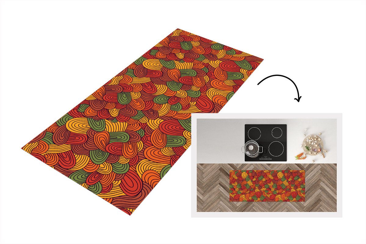 KitchenYeah Keukenloper - Loper keuken - Abstract - Boho - Patronen - Herfst - Keukenloper vinyl Multicolor