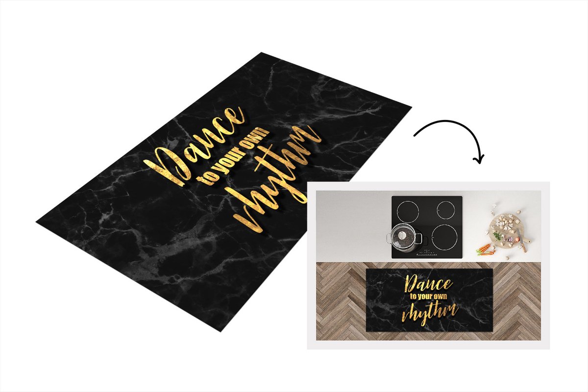 Keukenloper - Loper keuken - Quotes - Dans - Goud - 120x60 cm - Keukenloper vinyl