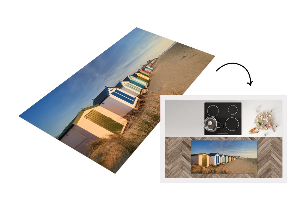KitchenYeah Keukenloper - Loper keuken - Strand - Hut - Kleuren - 120x60 cm - Keukenloper vinyl Multicolor