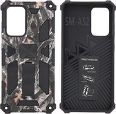 Samsung Galaxy A72 (5G) Hoesje - Rugged Extreme Backcover Takjes Camouflage met Kickstand - Grijs