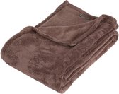 Fleece deken/fleeceplaid bruin 125 x 150 cm polyester - Bankdeken - Fleece deken - Fleece plaid