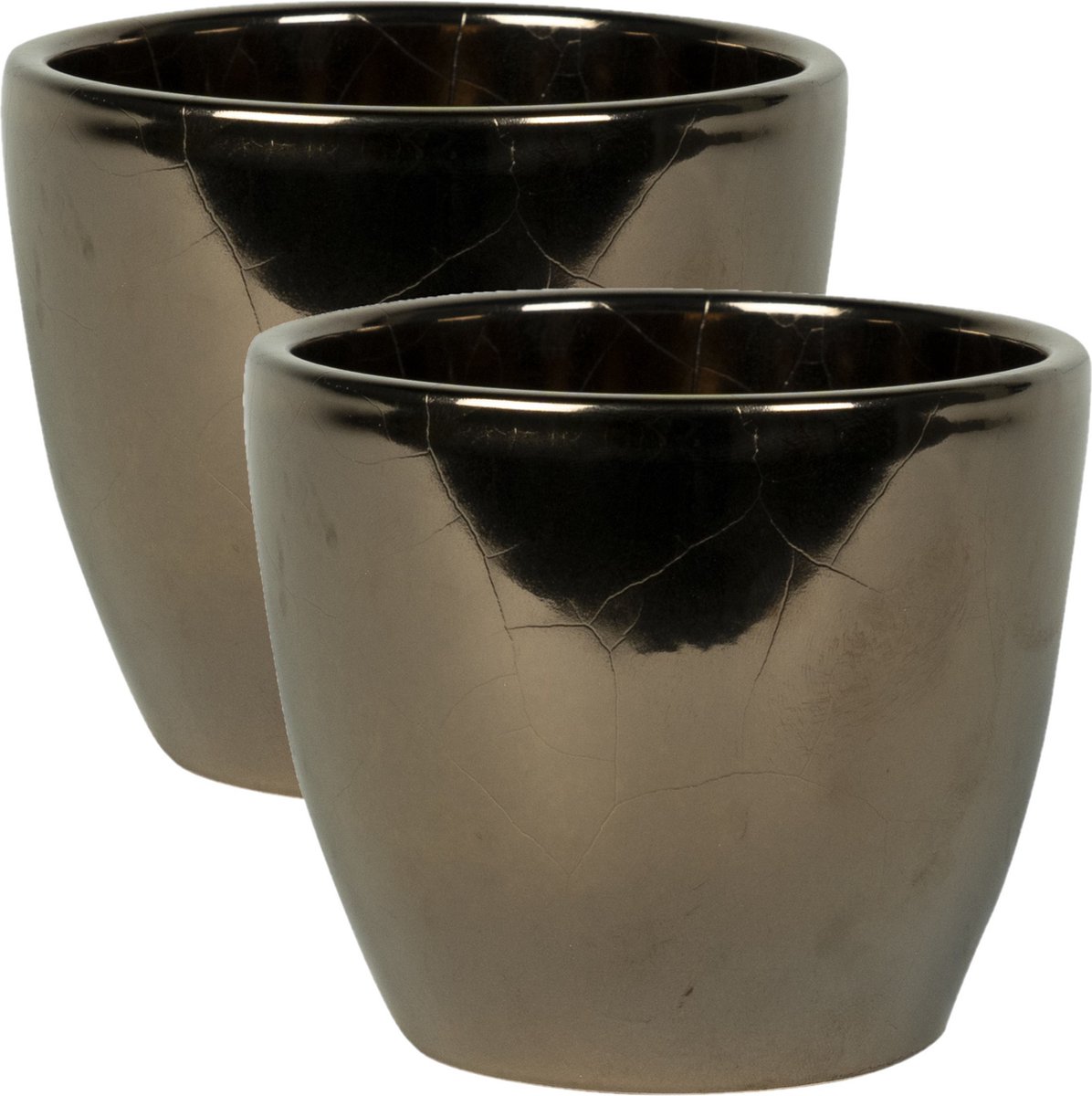 Ter Steege Bloempot - 2x stuks - goud - glans - Scandinavisch - 15 x 12 cm - plantenpot