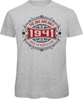 1941 The One And Only | Feest Kado T-Shirt Heren - Dames | Antraciet - Donker Rood | Perfect Verjaardag Cadeau Shirt | Grappige Spreuken - Zinnen - Teksten | Maat XXL