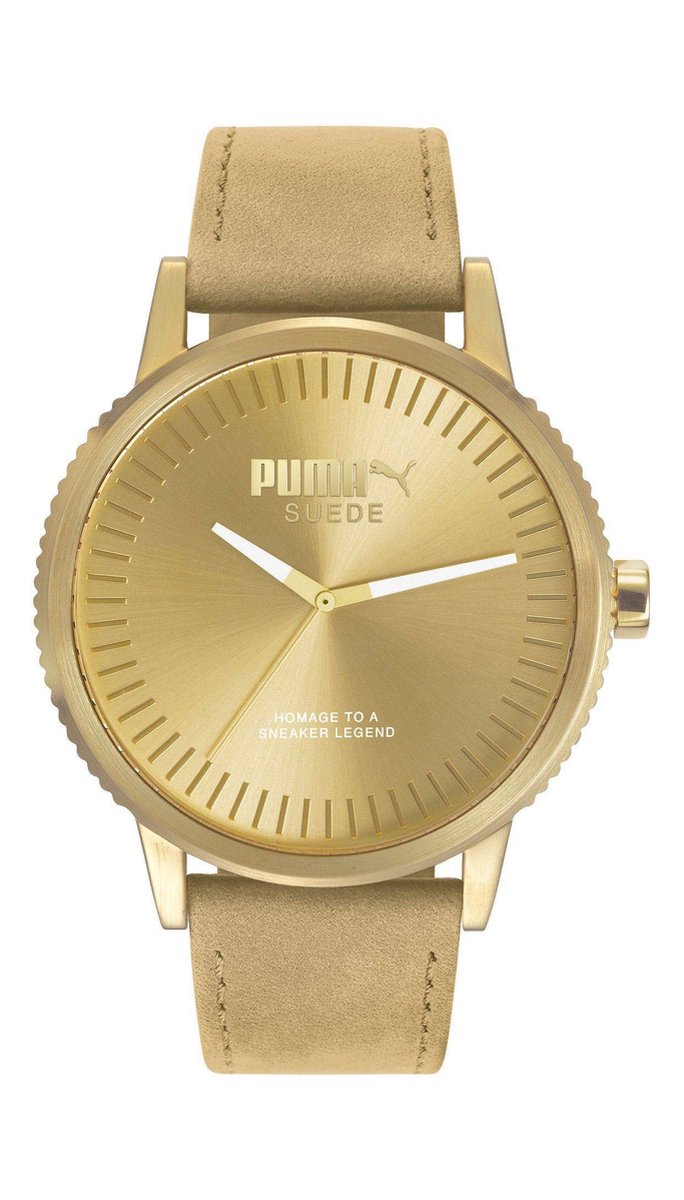 Puma Suede PU104101009 Horloge - Leer - Crème - Ø 45 mm