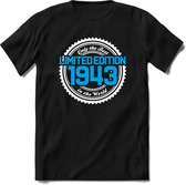 1943 Limited Edition | Feest Kado T-Shirt Heren - Dames | Wit - Blauw | Perfect Verjaardag Cadeau Shirt | Grappige Spreuken - Zinnen - Teksten | Maat 3XL