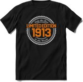 1913 Limited Edition | Feest Kado T-Shirt Heren - Dames | Zilver - Goud | Perfect Verjaardag Cadeau Shirt | Grappige Spreuken - Zinnen - Teksten | Maat XXL