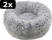 2x MAND SILVER FLUFF ROND GRIJS 52CM