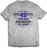 49 Jaar Legend - Feest kado T-Shirt Heren / Dames - Antraciet Grijs / Donker Blauw - Perfect Verjaardag Cadeau Shirt - grappige Spreuken, Zinnen en Teksten. Maat L