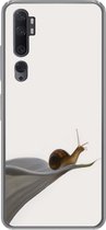 Geschikt voor Xiaomi Mi Note 10 Pro hoesje - Slak - Lelie - Grijs - Siliconen Telefoonhoesje