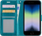 Hoes voor iPhone SE 2022 Hoes Bookcase Turquoise - Flipcase Turquoise - Hoes voor iPhone SE 2022 Book Cover - Hoes voor iPhone SE 2022 Hoesje Turquoise