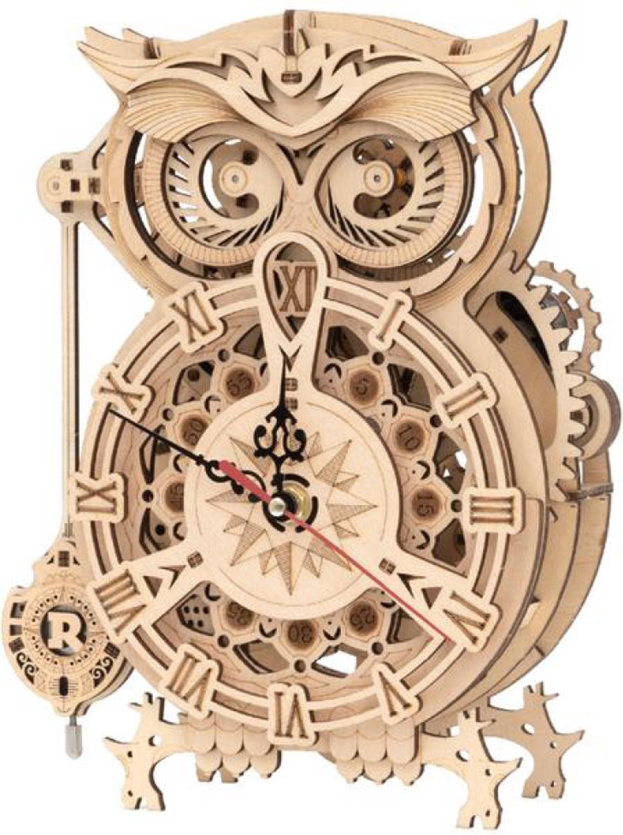 Robotime Mechanische Uilklok - 3d Houten Puzzel – 12.8 x 20.6 x 26.5 cm - Modelbouwpakket voor Volwassenen - Creatieve Bouwset - DIY — afbeelding 13