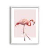 Schilderij  Lopende flamingo - Roze / Zomers / 40x30cm