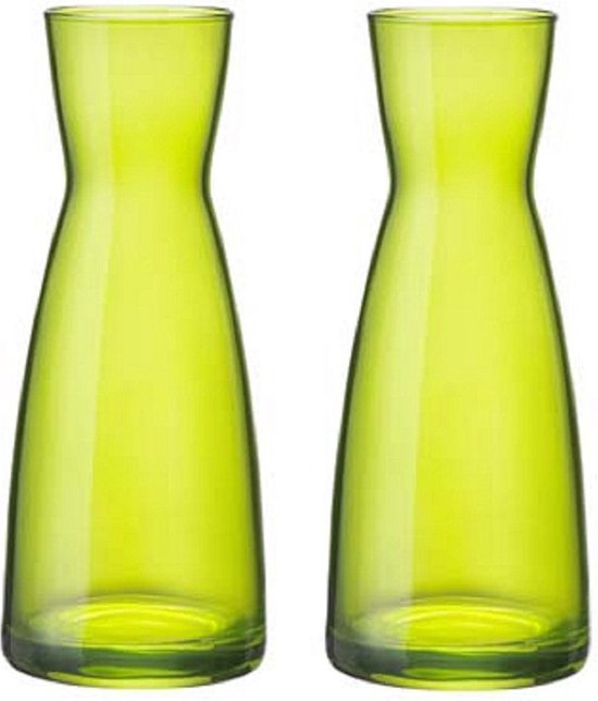 2x stuksKaraf vorm bloemen vaas groen glas 20.5 x 8 cm - Home deco vazen
