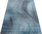 Woonkamer vloerkleed, laagpolig Marble Blur-patroon Zachtpolig Blauw