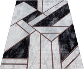 Laagpolig vloerkleed Woonkamerkleed Marmerpatroon Abstract patroon Bronzen lijnen