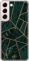 Samsung S22 hoesje siliconen - Abstract groen | Samsung Galaxy S22 case | groen | TPU backcover transparant
