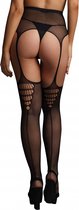 High-waist garterbelt stockings - Black - O/S - Maat O/S
