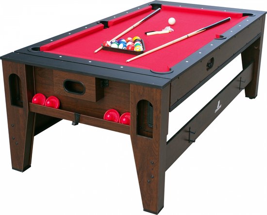 Cougar Reverso Pool & Airhockeytafel 6ft - Verstelbare poten - 2-in-1 Airhockey en Pooltafel - Inclusief één set poolballen, triangel, 2 keuen, biljartkrijt en borstel - 177x92x81c