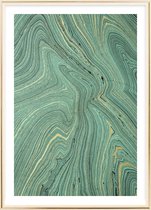 Poster Met Metaal Gouden Lijst - Teal Marble Poster