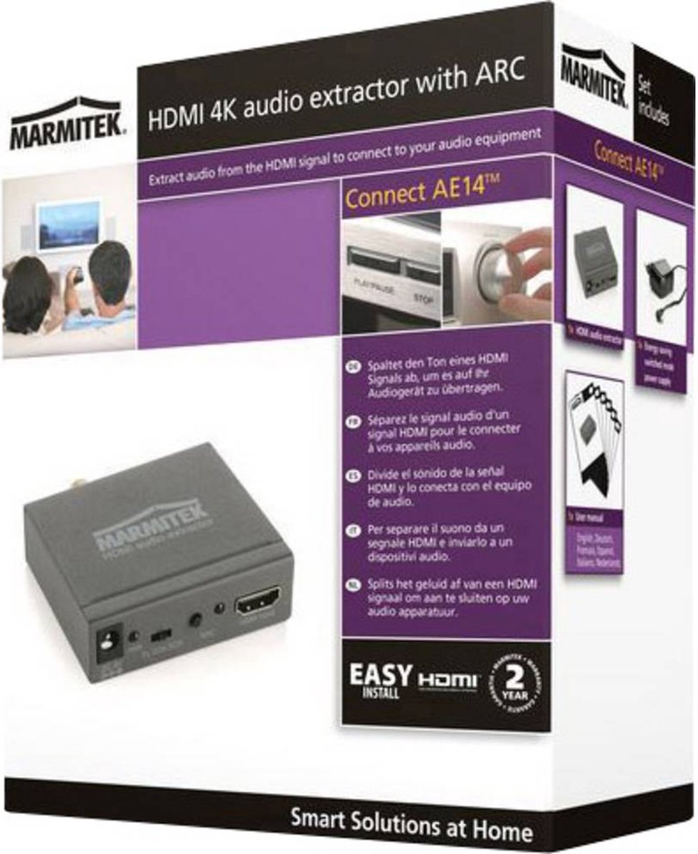 Marmitek Connect AE14 signal audio provenant du câble HDMI utiliser le canal de retour audio sur un système audio sans ARC convertisseur HDMI extracteur audio 4K ARC 