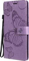 Oppo A53 Hoesje - Mobigear - Butterfly Serie - Kunstlederen Bookcase - Paars - Hoesje Geschikt Voor Oppo A53