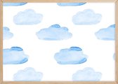 Poster Met Eiken Lijst - Getrokken Wolken Poster