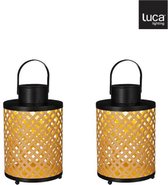 Bali Lantaarn Solar - Zwart - h22,5xd14cm - 2 stuks