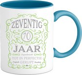 70 Jaar Legendarische Gebrouwen Mok met tekst | Groen - Zilver | Grappig Verjaardag Beker Cadeau | Bedrukte Mokken | Blauw | 330 ML