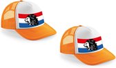 4x stuks oranje snapback cap/ truckers pet Holland leeuw dames en heren - Koningsdag/ EK/ WK caps