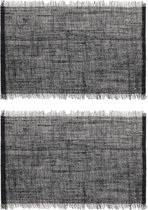 Set van 12x stuks placemats uni zwart jute 45 x 30 cm - Tafel onderleggers