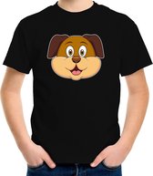 Cartoon hond t-shirt zwart voor jongens en meisjes - Kinderkleding / dieren t-shirts kinderen 122/128