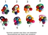 Viltballetjes haarelastiek geel multicolor 4cm - NR 7