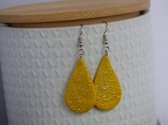 Handmade druppel oorbellen - Sparkling yellow